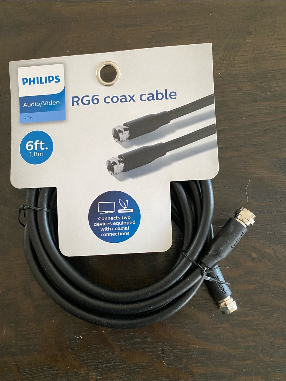 Philips RG6 Coax Cable Black - 6ft
